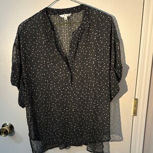 CAbi Black and White Patterned Blouse